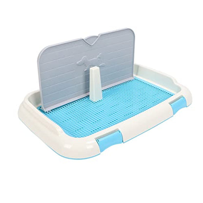 RiToEasysports Dog Potty Tray Indoor Toilet for Small to Medium Dogs Made of Plastic with Wall Cover Easy Clean 66 X 46.5 X 27.5cm (Blue)