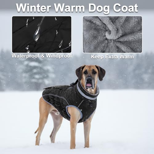 Dog Coat, Warm Dog Winter Coat for Small Dogs, Waterproof Jacket with Harness Built in, Reflective Turtleneck Cold Weather Coats with Zipper,Pet Fleece Vest Snow Jacket, Black XS - color: Black, size: XS