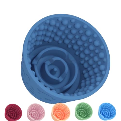 Dog Lick Bowl,Anxiety Relief Non-Slip Silicone Treat Bowl,Durable Anti-Choking Long-Lasting Enrichment Slow Feeder Licking Mat for Small Medium Large Breed,Freezable BPA Free Silicone Dishwasher Safe - color: Dark Blue, size: S-M