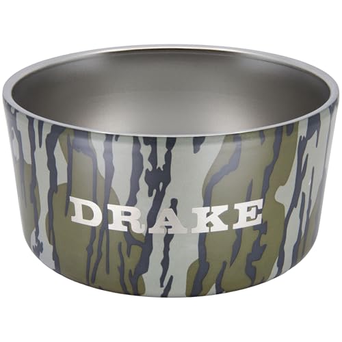 DRAKE WATERFOWL Team Gun Dog Insulated Stainless Steel Non-Slip Dog Bowl with Multi-Use Collapsible Silicone Lid - 7 Cup Capacity, Original Bottomland - color: Original Bottomland