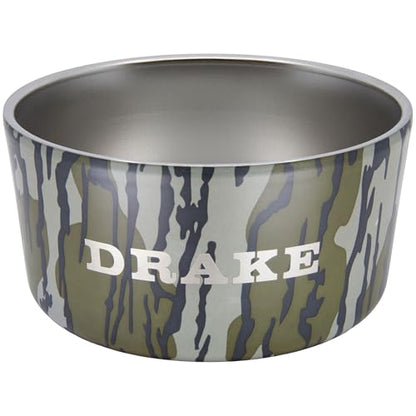 DRAKE WATERFOWL Team Gun Dog Insulated Stainless Steel Non-Slip Dog Bowl with Multi-Use Collapsible Silicone Lid - 7 Cup Capacity, Original Bottomland - color: Original Bottomland