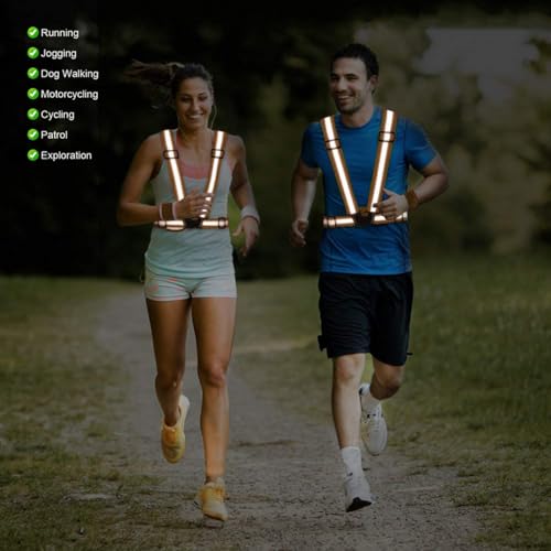 Reflective Vest Running Gear, 2Pack High Visible Safety VES for Cycling Jogging Running Walking, Adjustable for Men Women - color: 2 x Orange