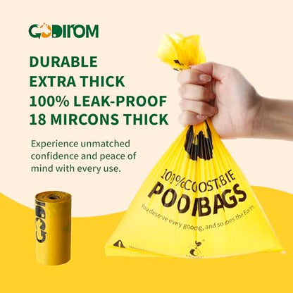 Certified 100% Home Compostable Poop Bags for Dogs, 270 Count Guaranteed Leak Proof and 18 Microns Extra Thick Waste Bag, 18 Rolls of Plant Based Doggie Poop Bag, No Scented with ASTM D6400 & EN13432 - color: Yellow, size: 270 Count (Pack of 1)