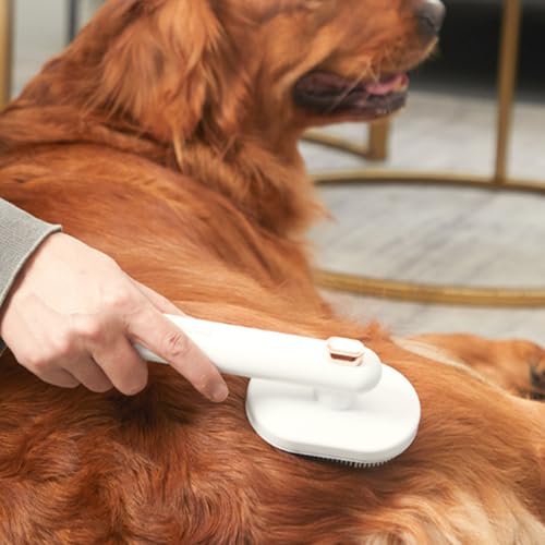 90° Rotatable Cat Brush with Curved High-Density Needle Teeth for Gentle Pet Hair Removal – White, Compatible with Cats and Dogs