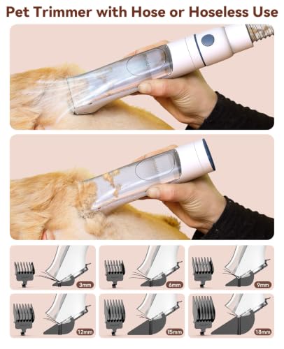 oneisall Dog Grooming Vacuum, 13000Pa Extra Large 3L Dust Cup Pet Vacuum with Clipper Nail Grinder & Shedding Brush, 7 in 1 Dog Grooming Kits, Low Noise, 3X Capacity & 3 Suction Levels, BM3