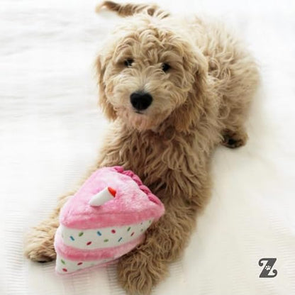 ZippyPaws Birthday Cake- Dog Squeaky Toys to Keep Them Busy, Funny Food Plush for Small, Medium, & Large Dogs, Cute Stuffed Puppy Toy, Pet Products, Gift for Dogs of All Breeds, Soft and Cuddly- Blue - color: Blue