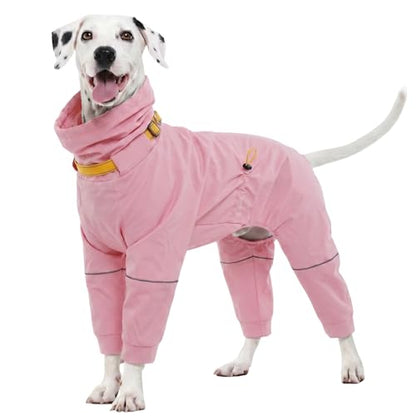 Kouser Waterproof Full-Body Coverage Dog Raincoat, Pink L | Dog Raincoat with Reflective Stripes, Adjustable Dog Rain Jacket with Leash D-Ring, Hooded Poncho for Small Medium Large Dogs - color: Pink, size: Large(Back Length:16.93")