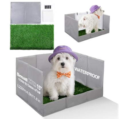 HQ4US 4LEGS Dog Grass Pad with Tray Foldable Dog Litter Box High Walls, Odor Free Artificial Grass for Dogs Potty, Pee Pad Holder, Seamless, No Assembly, Waterproof, Easy Clean, Portable for Travel - size: Small for Dog＜ 15" Length