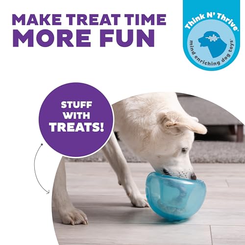 Outward Hound by Planet Dog Snoop Dog Toy – Treat‑Dispenser Puzzle Ball, Interactive Slow Feeder, Medium to Large Dogs, Bouncy & Mint-Infused, Blue, 5" - color: Blue