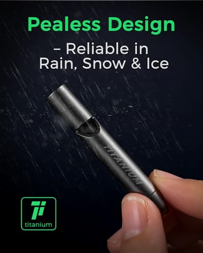 Titanium Survival Emergency Whistle,120-130dB,Rustproof, Durable | Saltwater & Sweat Resistant, Safe for Oral Use, Pea-less, Works Submerged, Compact with Key Ring & Lanyard - color: Black 1 Pack