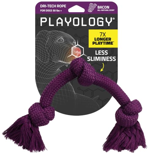 Playology Dog Toys | Dri-Tech Rope Tug of War Dog Toy for Tough Chewers | Bacon Scented Jumbo Tug Rope Toys for Large Dogs - size: Jumbo, style: Bacon