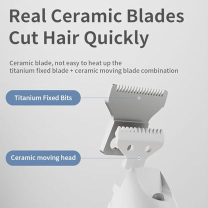 iBTC 2 Speed Dog Paw Trimmer with LED Display, 35dB Low Noise Electric Dog Clippers for Grooming, Cordless 20mm-Blade for Trimming Dog's Hair Around Paws, Eyes, Ears, Face, Rump with LED Light White