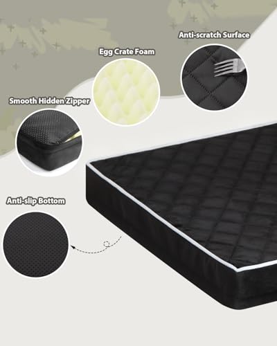 NUPIDA Orthopedic XL Dog Beds Large Sized Dog Waterproof Pet Kennel Pad with Removable Washable Cover and Non-Slip Bottom, 41x27 Inch, Black - color: Black, size: 41.0"L x 27.0"W x 3.5"Th