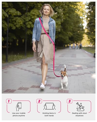 Hands Free Dog Leash, 5.9-8.2ft Multifunctional Crossbody Rope with Explosion-Proof Handle and Adjustable Training Hands Free Leash for Medium Dogs Walking,Pink - color: Rose Pink