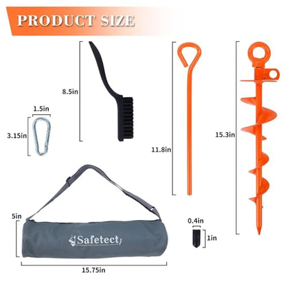 15'' Dog Tie Out Stake for Large Dogs up to 220lbs Heavy Duty Screw-in Dog Stakes for Yard, Beach Camping Outside Ground Stakes for Dog Cable, Leashes, Dog Ground Anchor with 360° Swivel