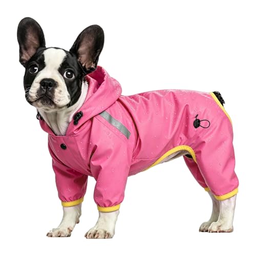 Dog Raincoat, Professional Waterproof with Taped Seams, Ultralight Urban Quick Layer, High-Vis Reflective Stripes, Dirt-Resistant & Easy Care, Year-Round Essential for Dogs (Pink, Small)