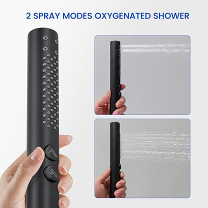 High pressure Round Handheld Shower Head Only, Anti-clog Nozzles, 2 In 1 Function Replacement Shower Wand with Handheld to Clean Tub, Tile & Pets, Rain Shower Head for Bathroom (Matte Black) - color: Matte Black