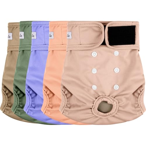 Female Dog Diapers 5Pcs - Premium Reusable Diapers for Doggie in Heat - Highly Absorbent Dog Diapers Female for Pet Incontinence with Adjustable Snaps,S - color: Morandi, size: Small