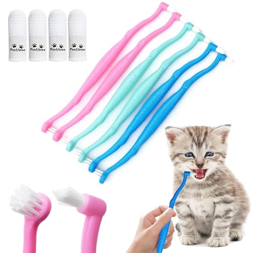 Dual Sided Cat Toothbrush Dog Toothbrush Finger Brush Micro Head, Suitable for Small to Large Dogs & Cats (White, Small) - color: White