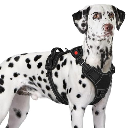 Eagloo Dog Harness for Large Dogs, Easy Wearing with 3 Quick-Release Buckles, Adjustable No Pull Pet Harness with MOLLE System, No Choke Reflective Vest with Control Handle, Black, XL - color: Black, size: X-Large