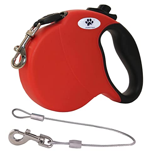 16ft Retractable Dog Leash for Large Breed Dogs up to 110 lbs with a Detachable Chew Proof Extender Wire Ropes (Red L) - color: Red, size: Large