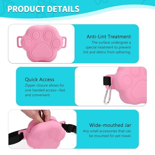 Dog Treat Pouch with Training Clicker and 2 Poop Bags, 1.8 Cup Small Sealable Zipper Silicone Fanny Pack with Waist Belt, Pet Puppy Training & Walking Essentials (Pink) - color: Pink