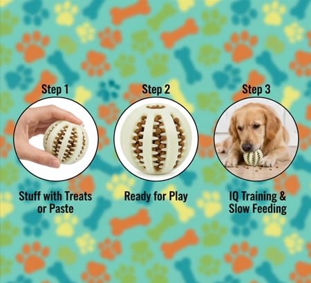 Treat Ball for Dogs, Glowing Dog Ball Toy, Interactive Treat Dispensing Dog Toys for Chewers,dog fetch ball, Glow in The Dark Light Up Ball for Dog, Slow Feeder IQ Training Toy, dog treat toy