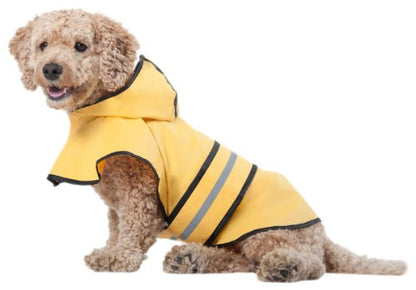 SPOT Rainy Days Slicker - Yellow Dog Rain Jacket With Hood, Reflective Strip for Safety, Leash Hole & Adjustable Velcro Belly Strap, 100% Polyester Water Resistant Pet Raincoat - X-Small, 8in Long - size: X-Small