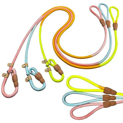 FOVRLZSE 3-Pack Lightweight Adjustable Nylon Dog leashes Leather Buckles Macaron Dog leashes for S/M Dogs,5.2ft Long,White Ultra-Soft eco-Cotton Lining,No Collar Needed - color: Macaron