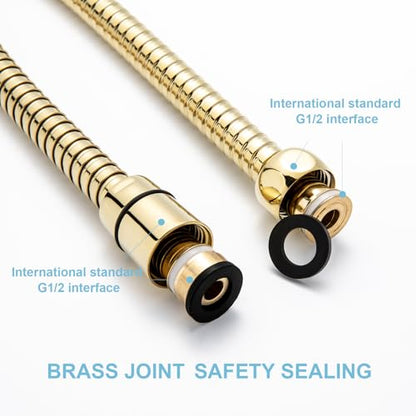OFFO Shower Hose, 60 in Kink Free Stainless Steel Shower Hose Attachment Electroplating Handheld Shower Head Hose Flex Hoses Extension with Brass Insert & Nut for Pet Bathing Cleaning, Gold - color: Gold, size: 60 in