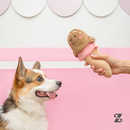ZippyPaws NomNomz - Dog Squeaky Toys to Keep Them Busy, Funny Food Plush for Small & Medium Dogs, Cute Stuffed Puppy Toy, Pet Products, Gift for Dogs of All Breeds, Soft and Cuddly - Ice Cream - color: Ice cream