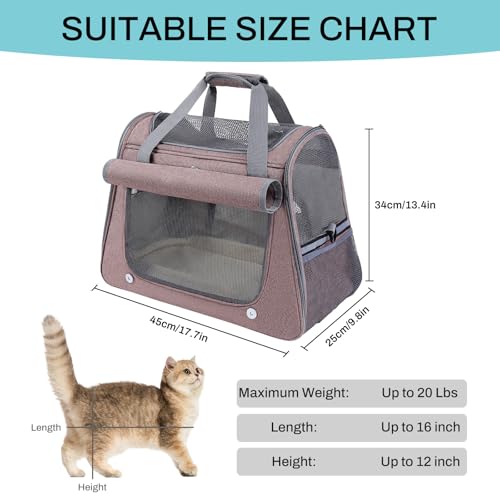 Airline Approved Soft-Sided Pet Carrier for Cats & Small Dogs - Ventilated Travel Bag with Removable Mat, Under 15 lbs, Red - color: Red