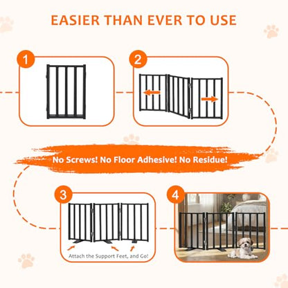 Snagle Paw Short Dog Gate,16.5" Tall Freestanding Metal Dog Gate Only for Small Dogs with Support Feet Easily Step Over,Up to 36" Wide Puppy Gate Indoor for Stairs,Doorways(Black,3 Panel) - size: Black-3 Panels 16.5"H*36"W
