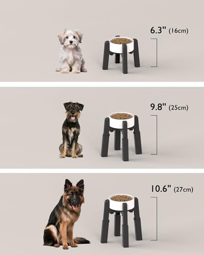CZPET Dog Bowl Stand with Adjustable Height and Width [Stand Only], Single Raised Pet Water & Food Feeder for Medium & Large Dogs, Stable and Anti-Slip Eelvated Bowl - size: H: 6.3-10.6''; W: 6.1-10.4''