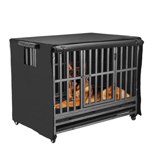 48 inch Heavy Duty Dog Crate Covers Durable 600D Polyester Insulated Dog Kennel Cover Soundproof Windproof Rainproof Shading Fit for Wire Dog Cage Covers with Breathable Side Window ( ONLY COVER) - size: Fit 48 inch Crate(48.82L x 31.89W x 34.25H inch.)