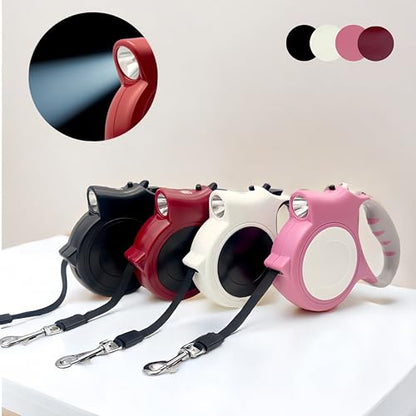 Led Retractable Dog Leash – 16ft Extendable, Built-in Led Light for Safe Walks with Small to Medium Dogs (Red) - color: red