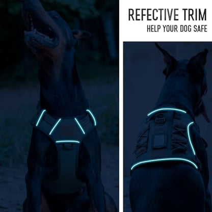 Tactical Dog Harness for Medium & Large Dogs, Green Adjustable No-Pull Control with Handle, Heavy Duty Reflective Vest - Size XL - color: Army Green, size: XL