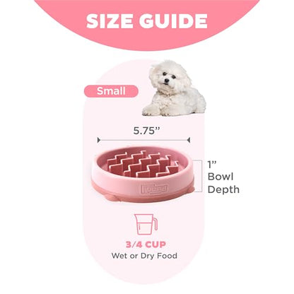 Outward Hound Fun Feeder Slo Bowl – Small 3/4-Cup Capacity, Slow Feeding, Small Dogs, Puppies & Cats, Non-Slip, Pink, Wave Pattern - color: Pink, size: Small