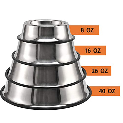 2Packs Stainless Steel Dog Bowl with Anti-Skid Rubber Base for Small/Medium/Large Pet, Perfect Dish, Pets Feeder Bowl and Water Bowl Perfect Choice for Dog Puppy Cat and Kitten (26oz) - size: 26oz