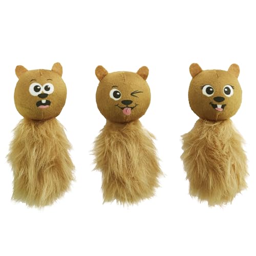 Outward Hound by Nina Ottosson Plush Replacement Chipmunk Toys for Snuffle N' Treat Dog Ball Puzzle - 3 Pack - color: Extra Chipmunks (Brown)