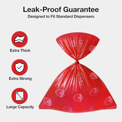 VETRESKA Strawberry Scented Dog Poop Bags, Leak Proof, Extra Thick and Large Pet Waste Bags for Dogs Walking and Cat Litter, 36 Refill Rolls, 540 Bags, Red - size: 1 Count (Pack of 540), style: Strawberry