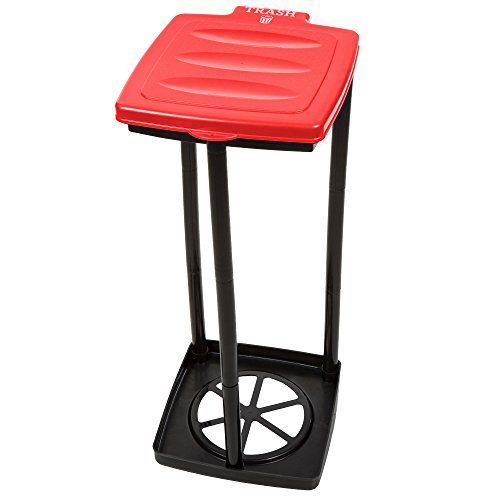 Portable Trash Bag Holder – Collapsible 13-Gallon Garbage Bin for Indoor/Outdoor Use, Camping, Recycling, and Parties – Durable Plastic Trash Can by Wakeman Outdoors (Red) - color: Red