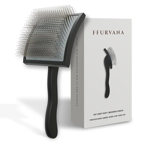 Slicker Brush for Dogs – Professional Long Pin Grooming Brush for Goldendoodles, Poodles & Thick Curly Coats – Gentle Detangling Brush for Matted Long Hair Dogs, Black - color: black