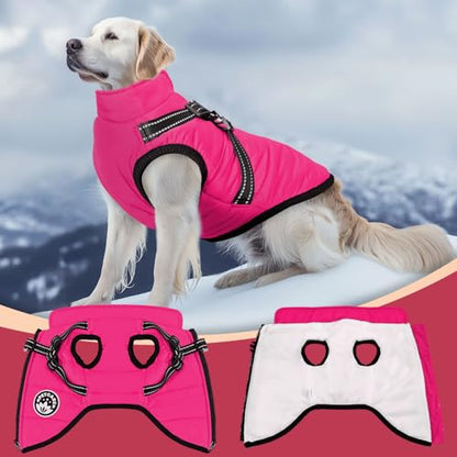 PETCARE Winter Dog Coat with Harness Built in Waterproof Dog Jackets Warm Pet Fleece Vest Windproof Snow Jacket Snowsuit Reflective Dogs Cold Weather Coats for Puppy Small Medium Large Dogs Cats - color: Pink, size: S(Chest 12.6" Suggest 2-3 lbs)