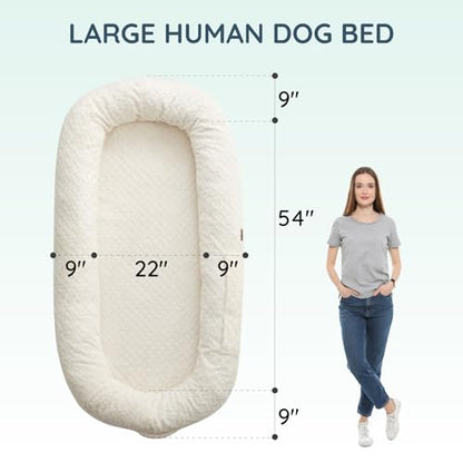 ChiXnuggle Faux Fur Washable Human Dog Bed Cover | 72*40*10,removable replace cover,soft fur,non-slip bottom,white - color: White, size: Cover (72x40x10)