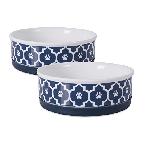 Bone Dry Lattice Collection Pet Bowl & Canister, Medium Set, 6x2 inches, Nautical Blue, 2 Piece - color: Nautical Blue, size: Medium Set, 6x2"