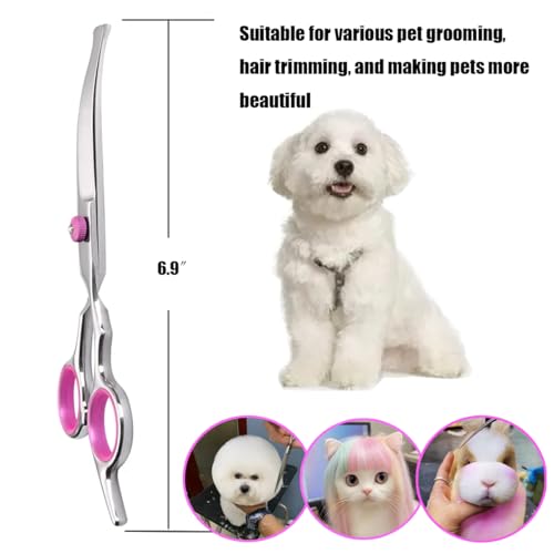 Dog Grooming Scissors, Stainless Steel Pet Grooming Scissors - style: Round headed curved scissors