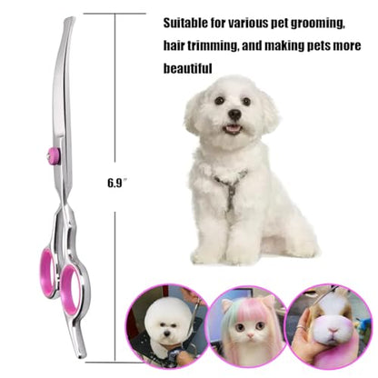 Dog Grooming Scissors, Stainless Steel Pet Grooming Scissors - style: Round headed curved scissors