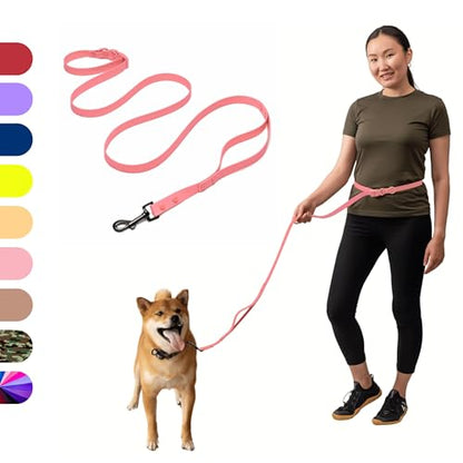 Heavy Duty Hands Free Dog Leash for Medium to Large Dogs for Comfortable Running Jogging Walking | Buckle Closure | Soft Padded Handle | 360 Rotating Carabiner (Leash Length 6 ft) - color: Pink