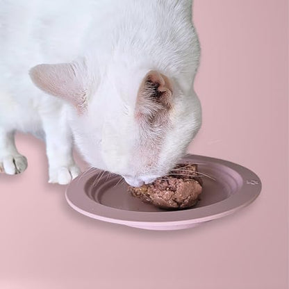 EcoLeo Whisker Friendly Cat Food Dish, Platinum Silicone, LFGB Certified Non-Toxic, Anti Whisker Fatigue, Low Profile, Shallow, Non Slip, Cat Dog Kitten Feeding Dish_Green - color: Sage